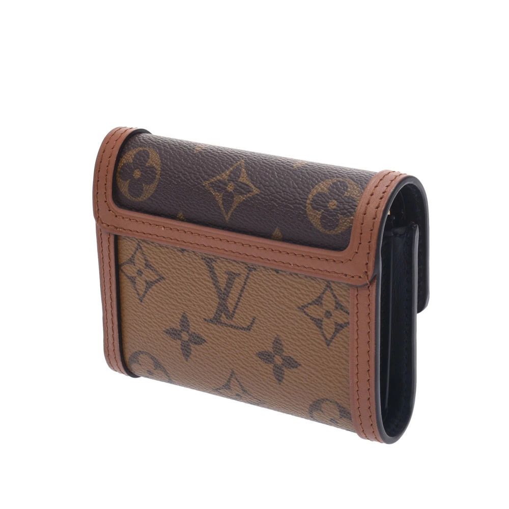 Louis Vuitton Brown Canvas fold Monogram Reverse Compact Wallet Dauphine Tri